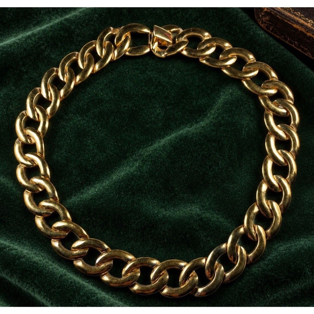 Vintage 1980s Napier Gold Tone Chunky Sculptural Link Statement Necklace 16โ
